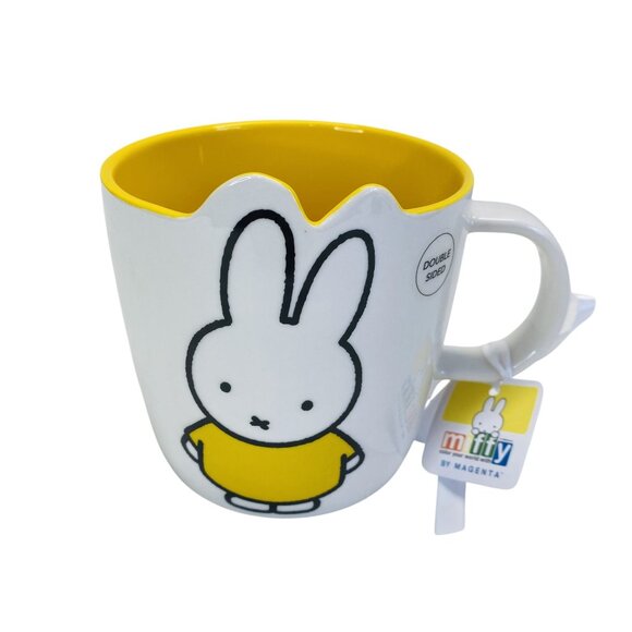 Miffy Bunny Rabbit Double Sided Ceramic Coffee Tea Mug Cup Balloon Yellow 20 onz - Picture 1 of 4